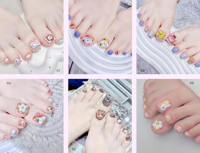 Mẫu Nail Chân Vẽ Hoạt Hình, Mẫu Nail Hoạt Hình Dễ Thương