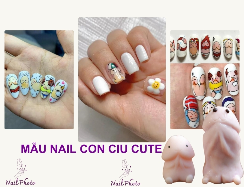 mẫu nail con ciu dễ thương, độc lạ
