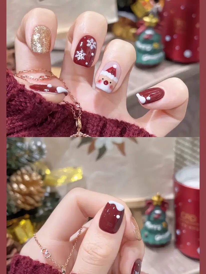 mẫu noel nail đơn giản