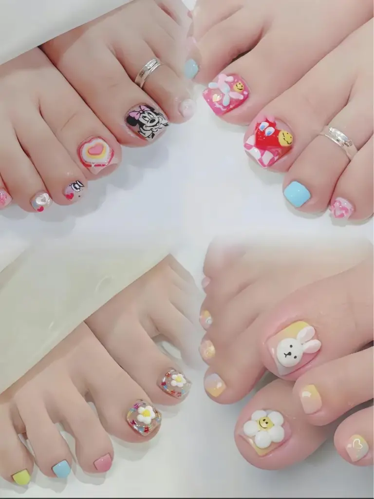 bộ sưu tập nail chân cute phô mai que