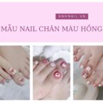 mẫu nail chân màu hồng sáng da