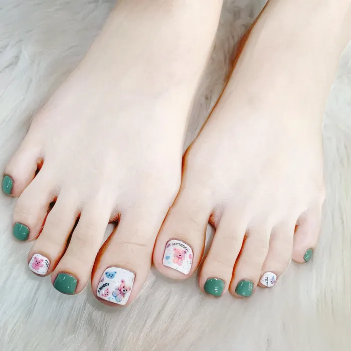 nail chân xanh ngọc dễ thương