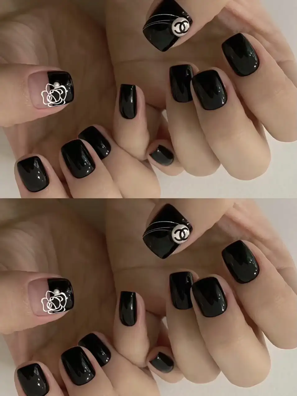 mẫu nail tay chanel đơn giản và tinh xảo