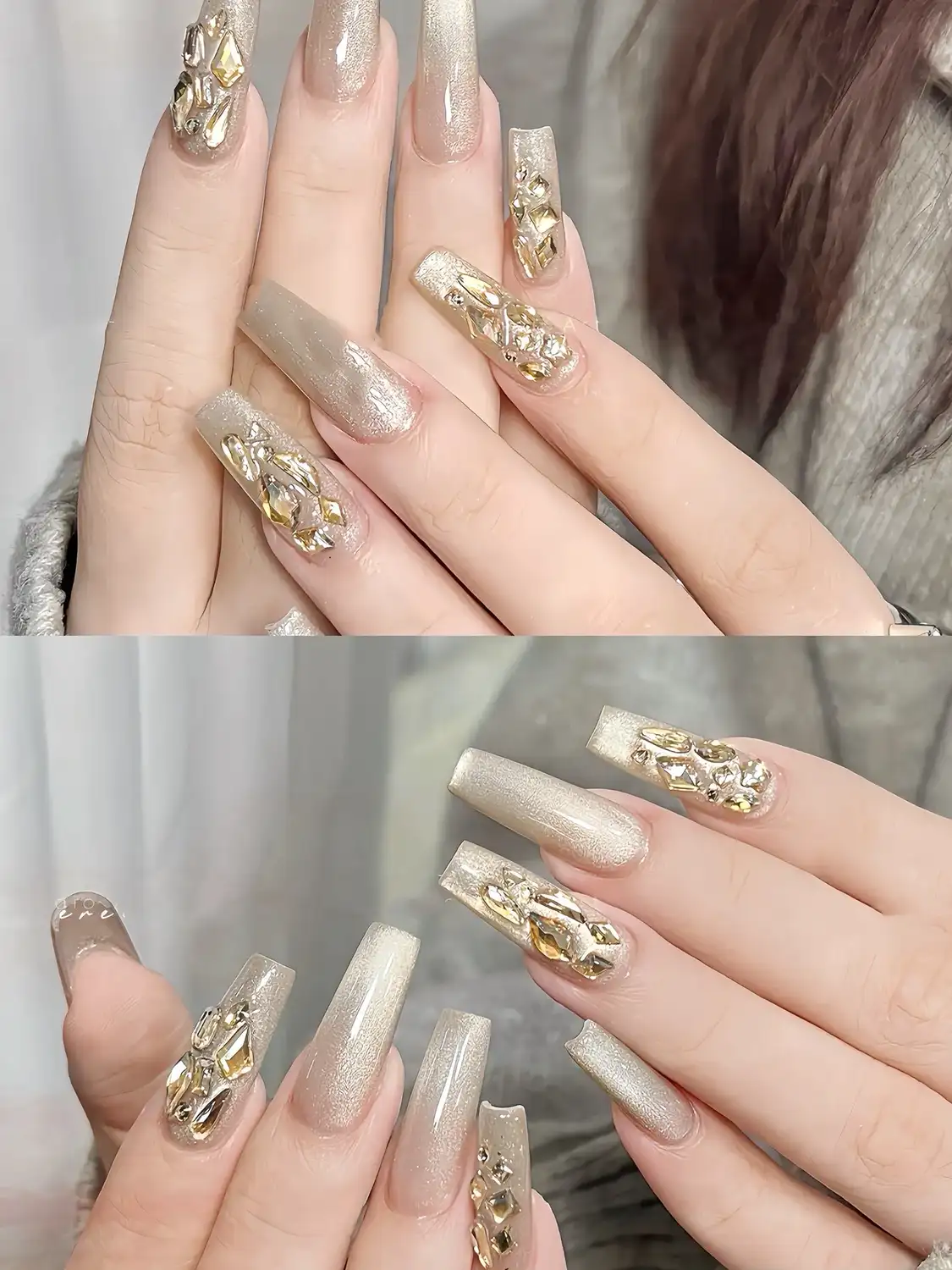 mẫu nail kim tuyến đơn giản lấp lánh