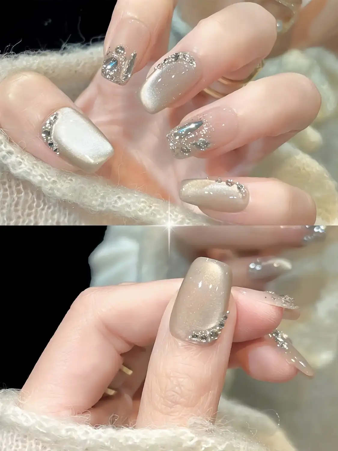 mẫu nail kim tuyến đơn giản lấp lánh 