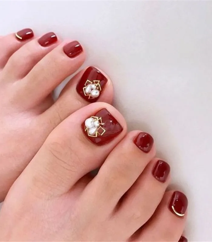 nail chân màu đỏ rượu 1 