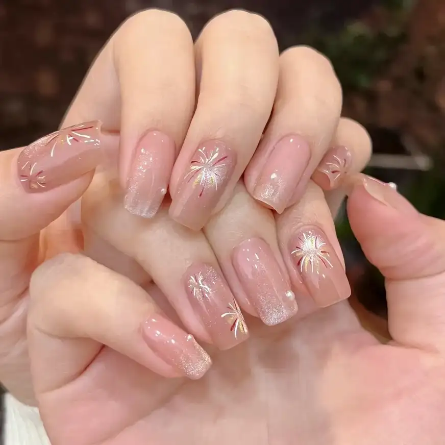 nail tết xinh vui tươi, hạnh phúc