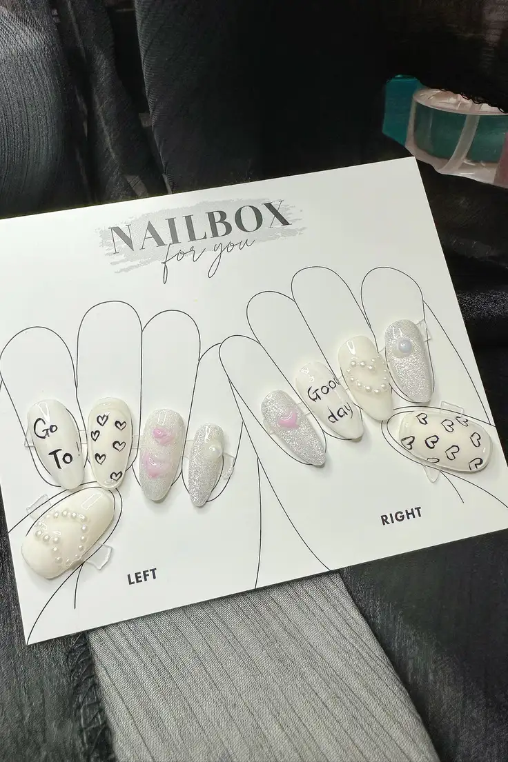 mẫu nail box trắng tinh tế