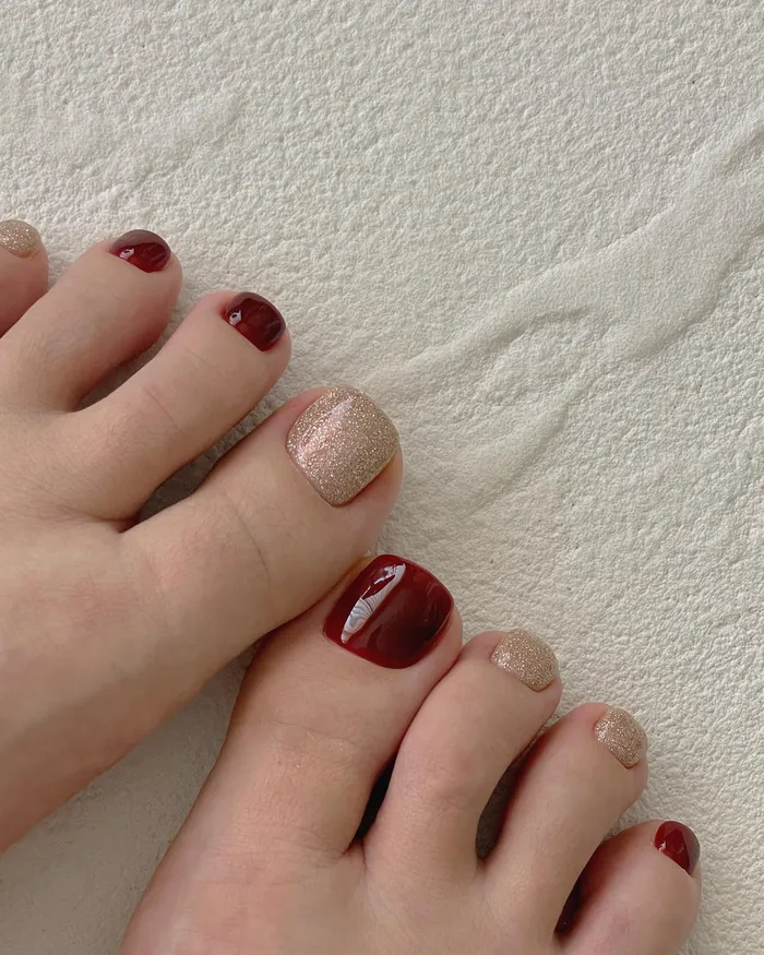 nail chân đỏ đô đẹp 