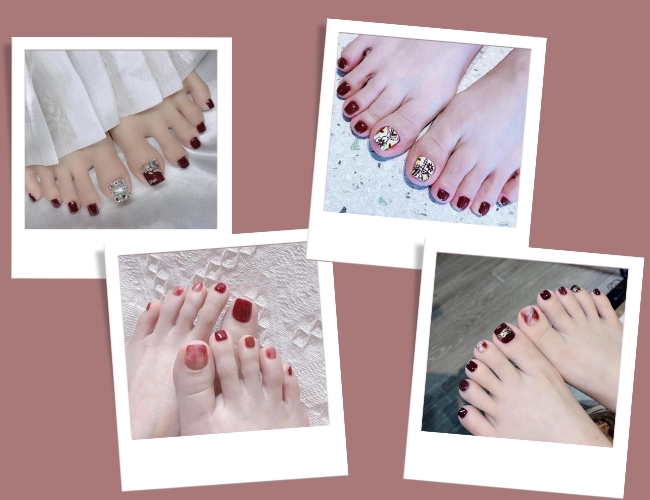 Top 98+ mẫu nail chân đỏ mận quyến rũ, không lỗi thời