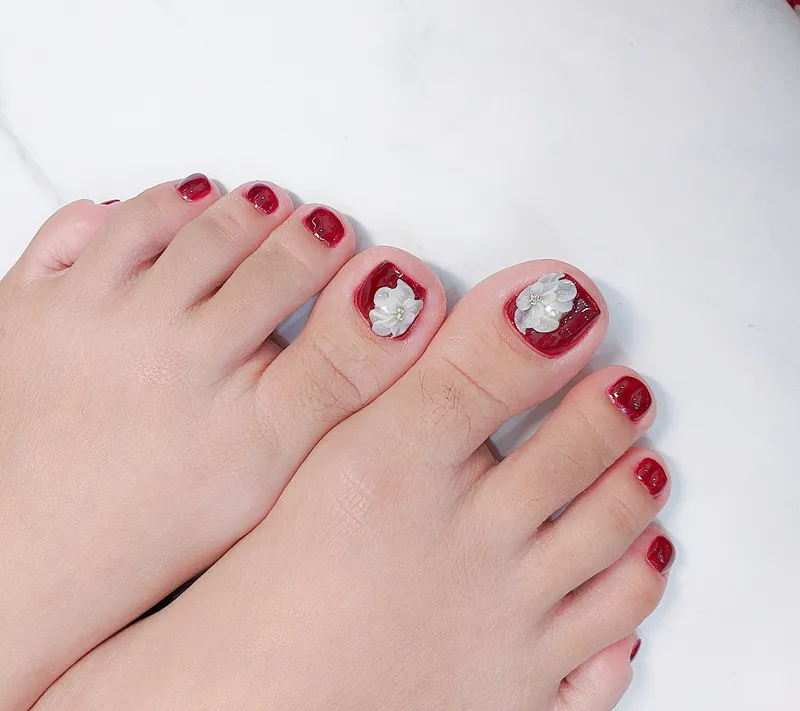 nail chân đỏ đậm 3