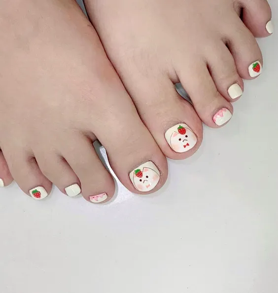 nail chân gấu dâu cute 2