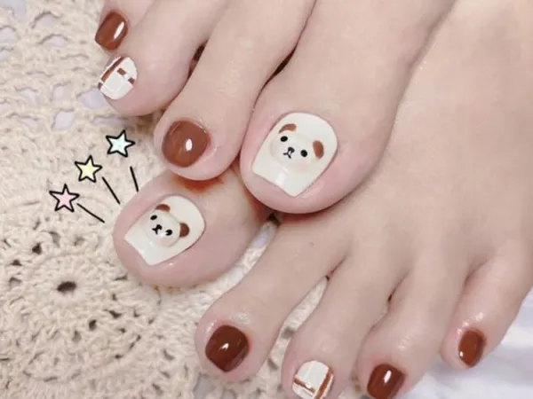 nail chân hình gấu đẹp mắt