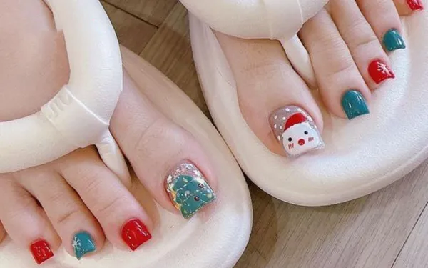 nail chân giáng sinh đẹp