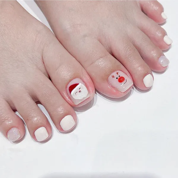 mẫu nail chân giáng sinh