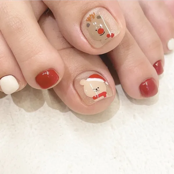 nail chân giáng sinh đẹp mắt