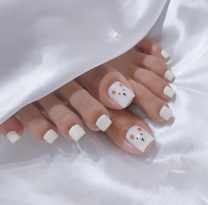 những mẫu nail chân hàn quốc đơn giản long lanh