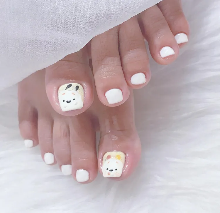 nail chân trắng đơn giản 1