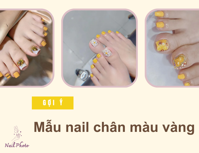 Gợi ý mẫu nail chân màu vàng