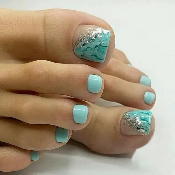 nail chân màu xanh mint 4