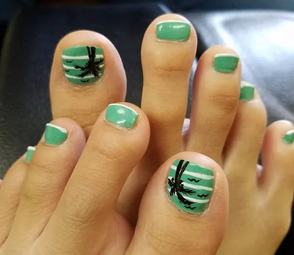 nail chân màu xanh mint đẹp 5