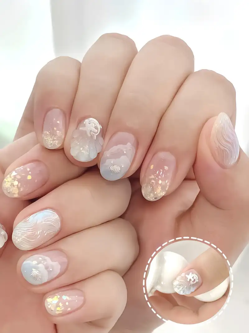 bộ nail đi biển giúp bạn hòa mình vào không khí biển cả