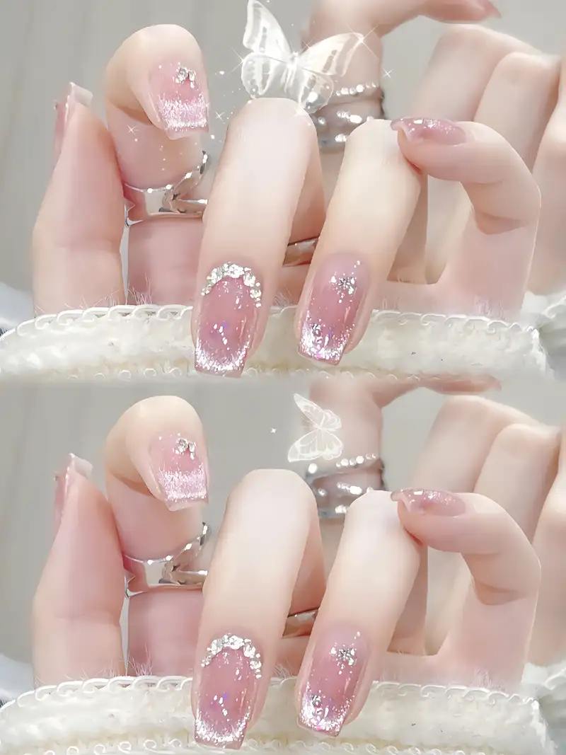 mẫu nail xinh đi biển lấp lánh 