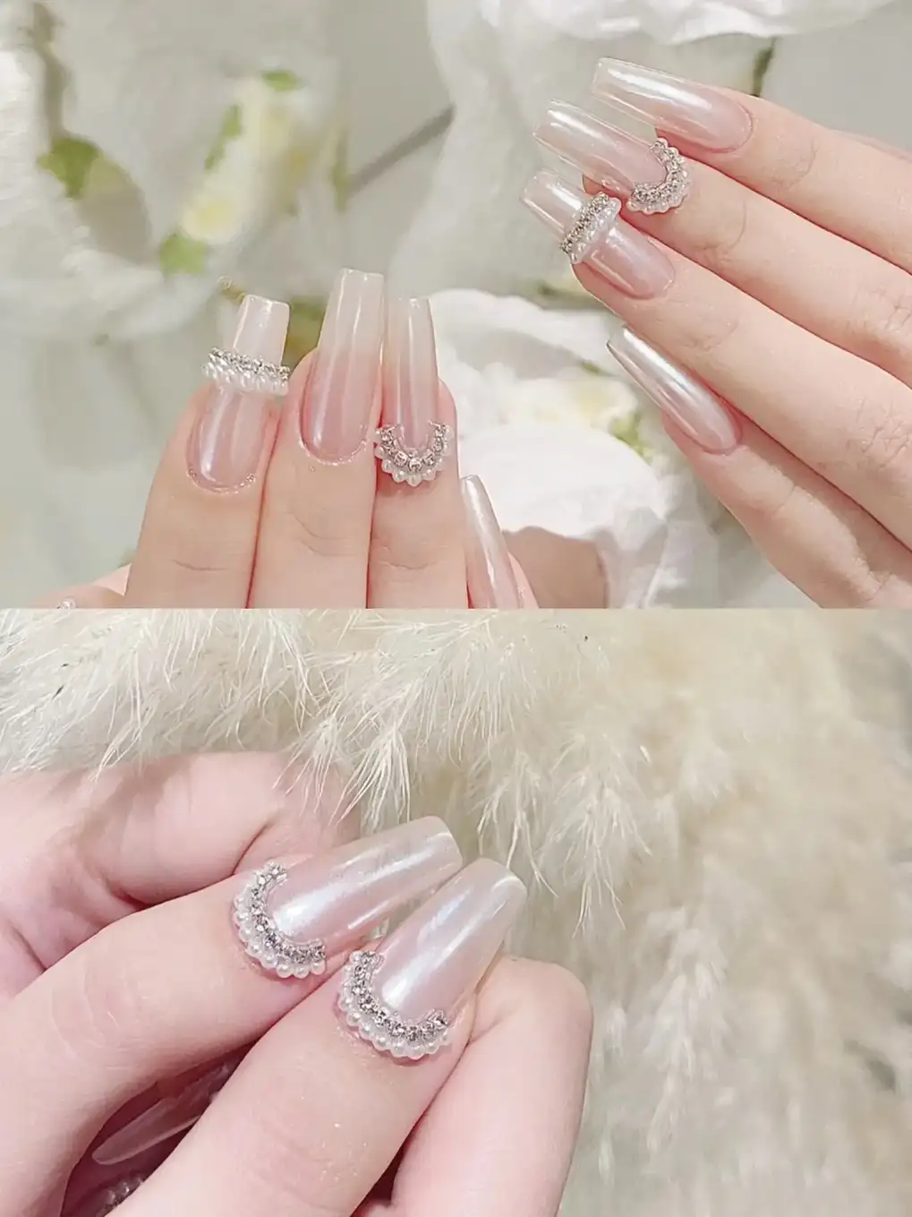 nail đính ngọc trai xinh đẹp