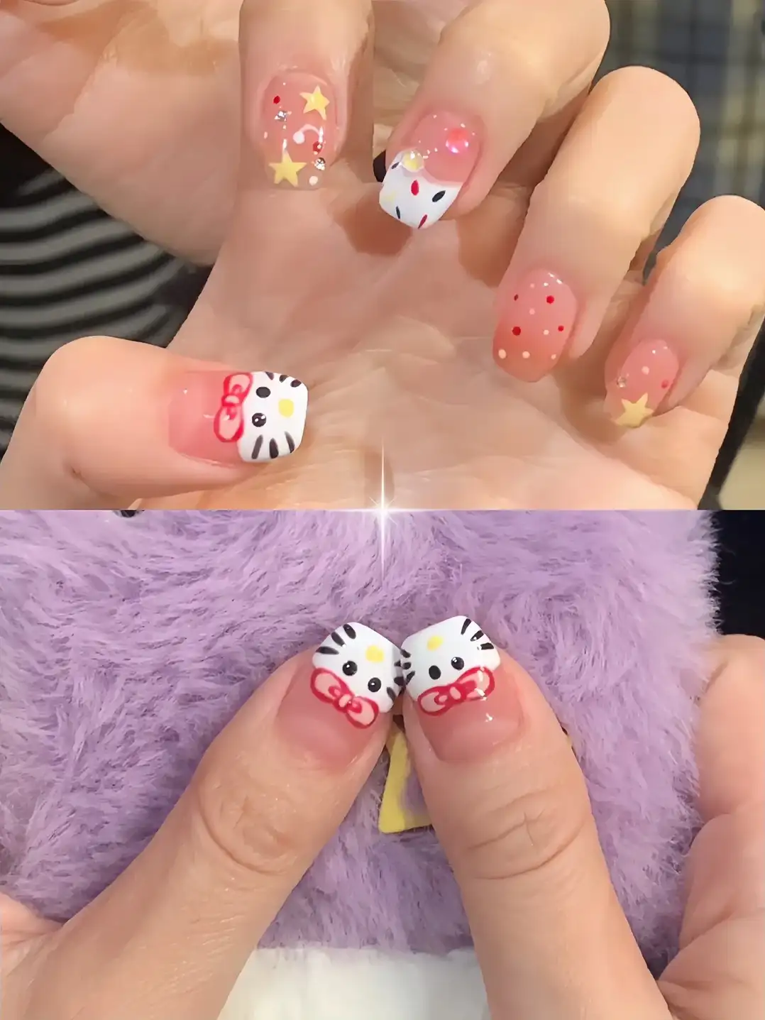 mẫu nail hello kitty ngọt ngào