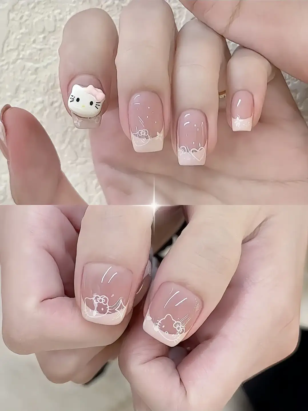 mẫu nail hello kitty mềm mại