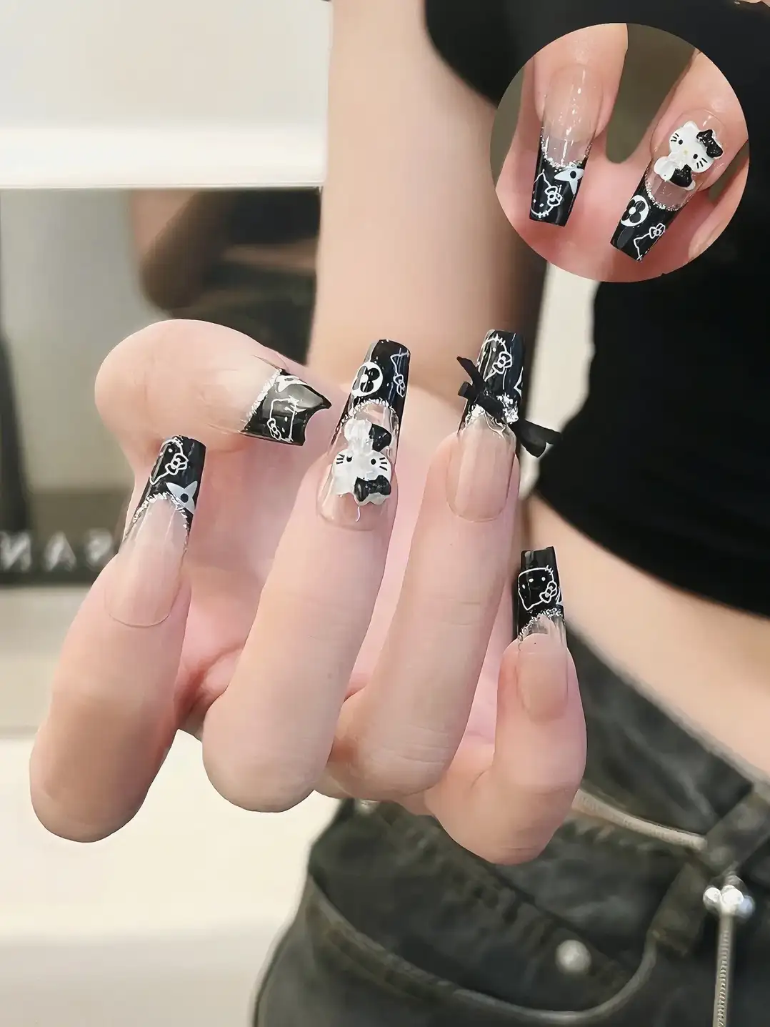 mẫu nail hello kitty ngộ nghĩnh, đáng yêu