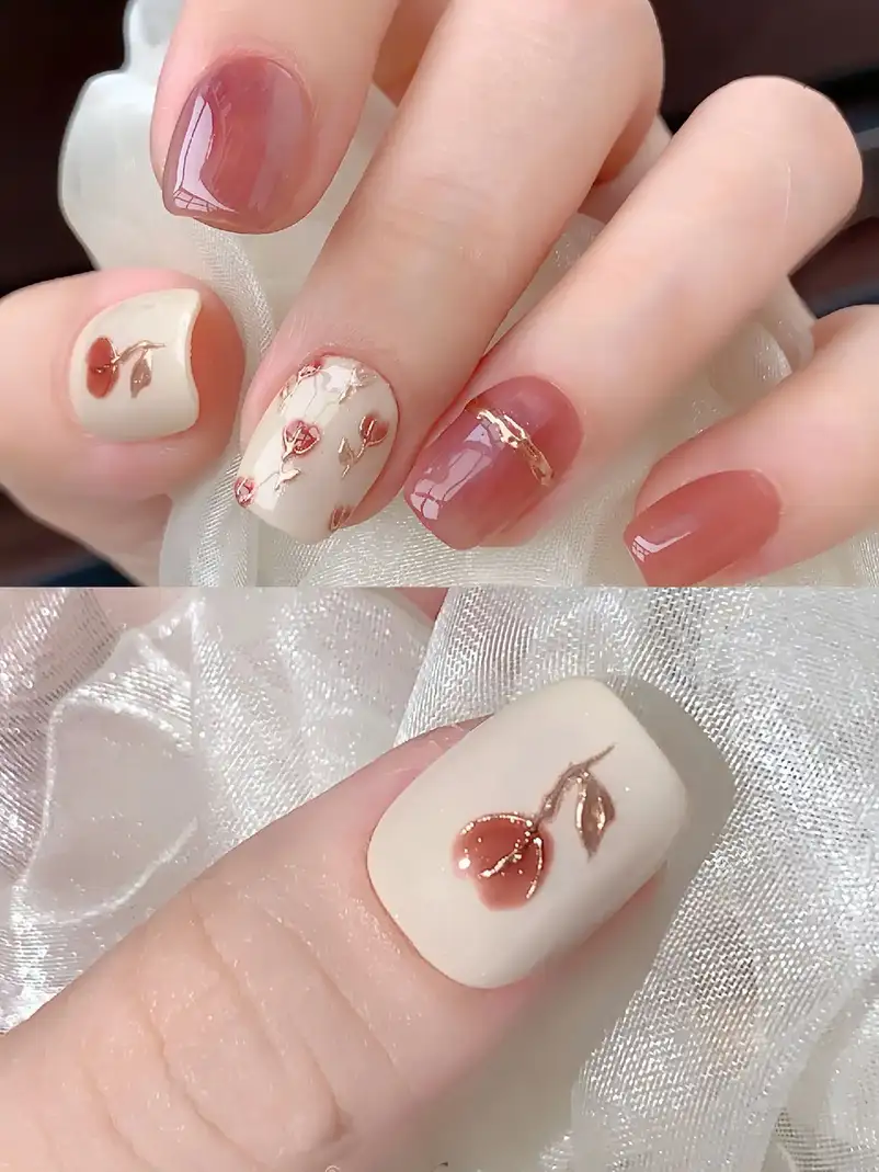 mẫu nail hoa tulip cá tính, hiện đại