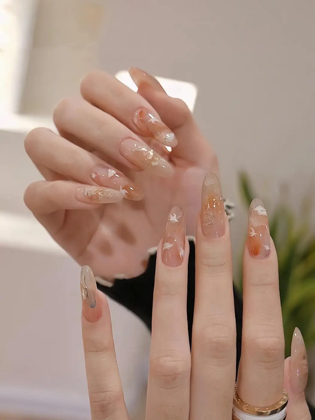 nail màu cam thạch nhẹ nhàng