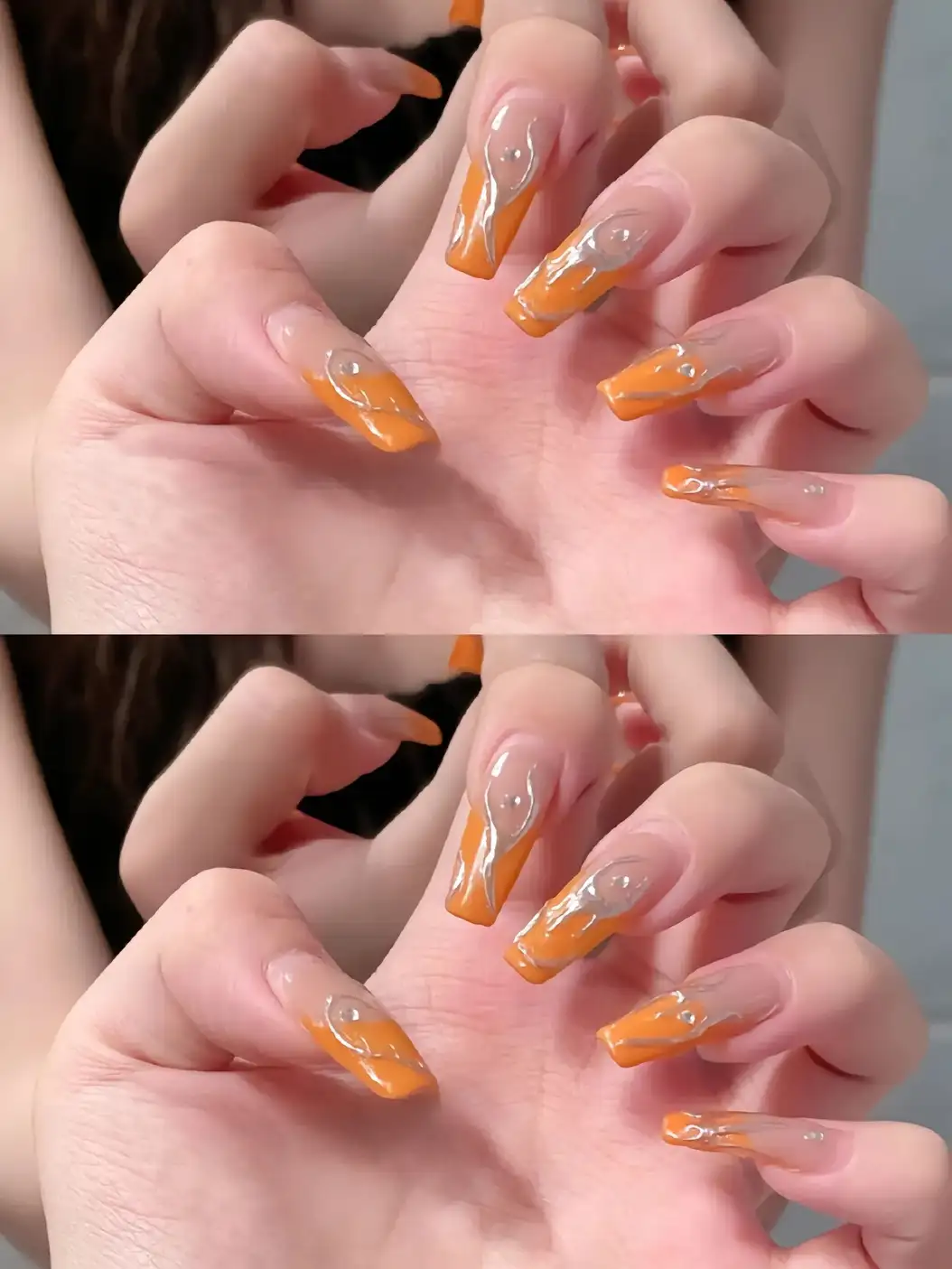 nail màu cam rực rỡ