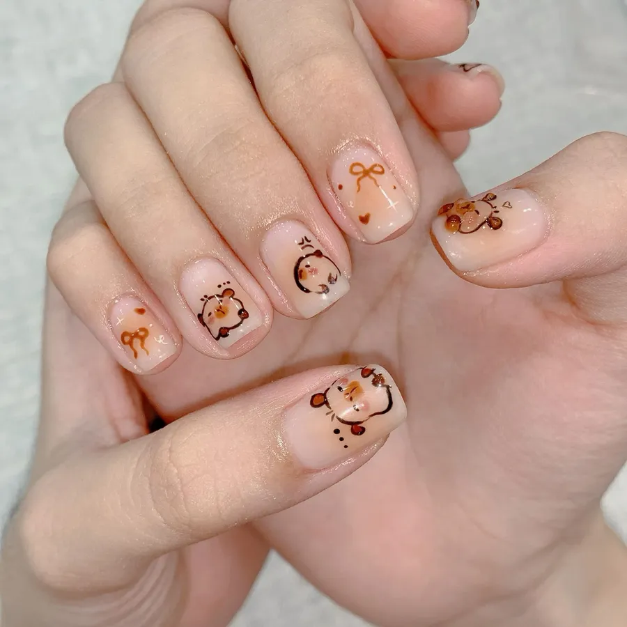 nail capybara cute độc đáo