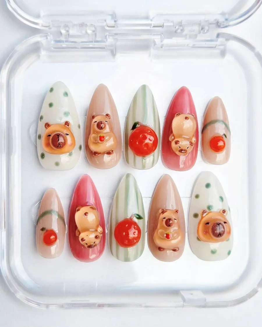 nail capybara cute mới lạ và trẻ trung