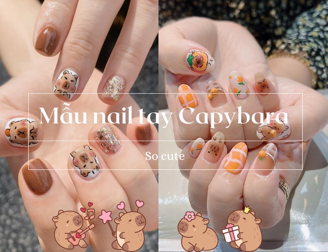 99+ mẫu nail tay capybara dễ thương, hot trend, thiết kế độc đáo