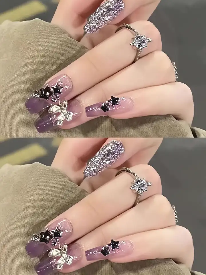 nail tay màu tím cá tính, nổi loạn