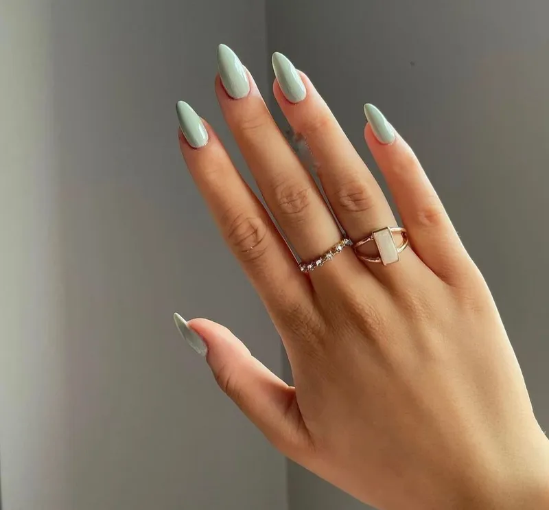 Nail tay màu xanh bạc hà