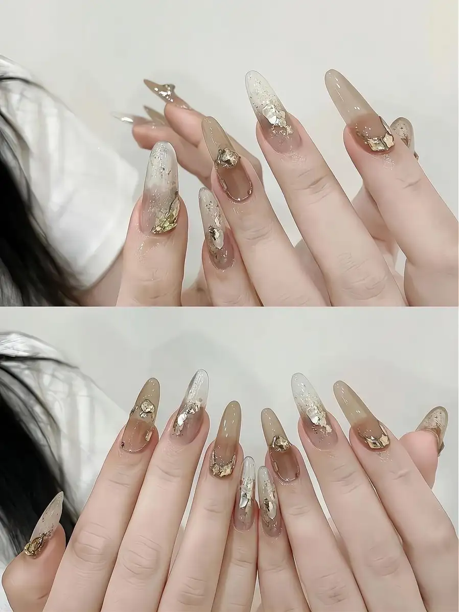 mẫu nail phom tròn nhọn đẹp độc đáo