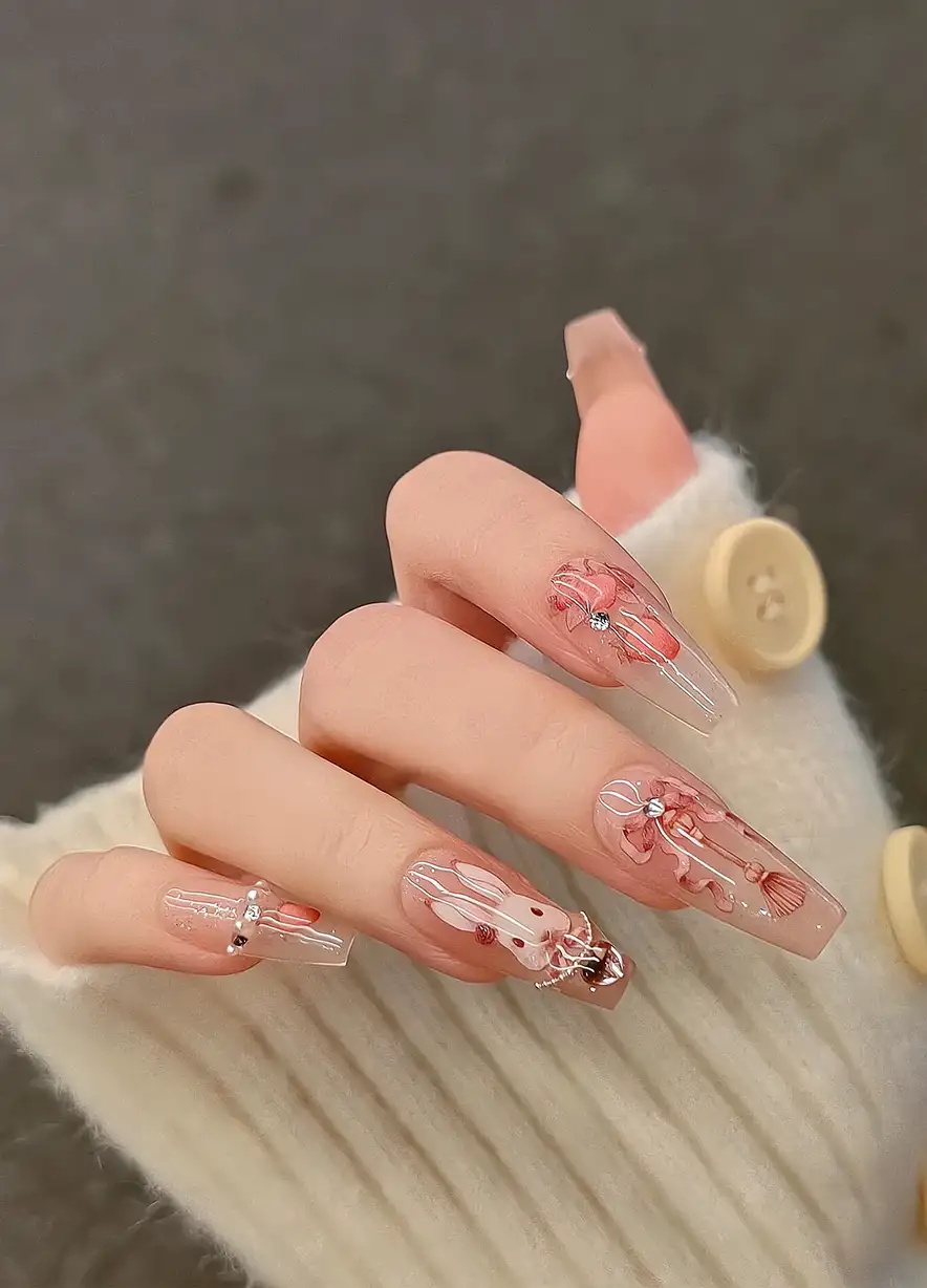 mẫu nail trung thu dịu dàng và thuần khiết