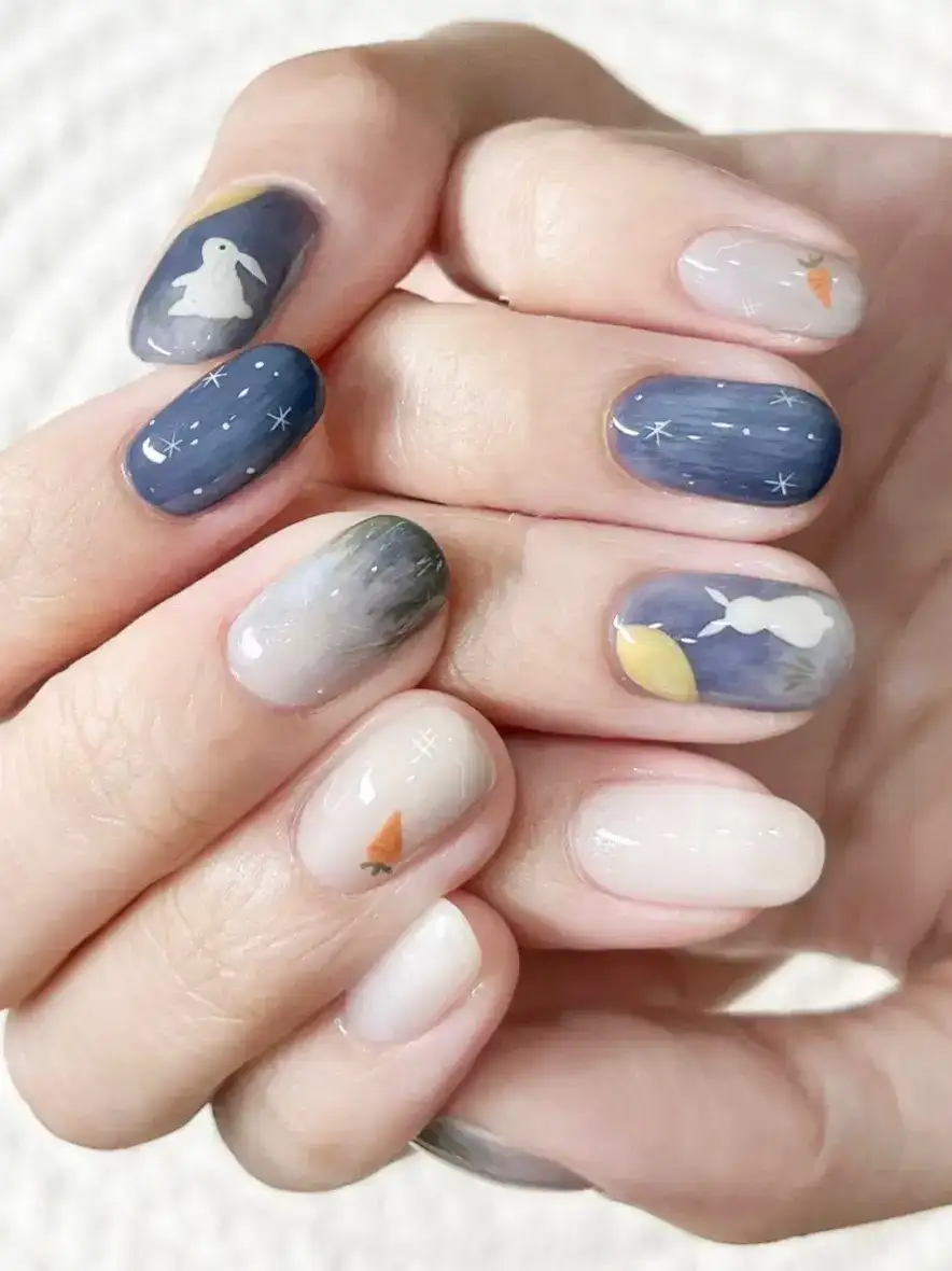 mẫu nails trung thu vẽ tay tinh xảo