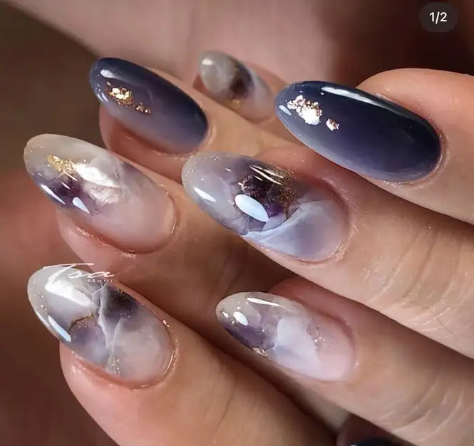 nail vân đá đơn giản uyển chuyển