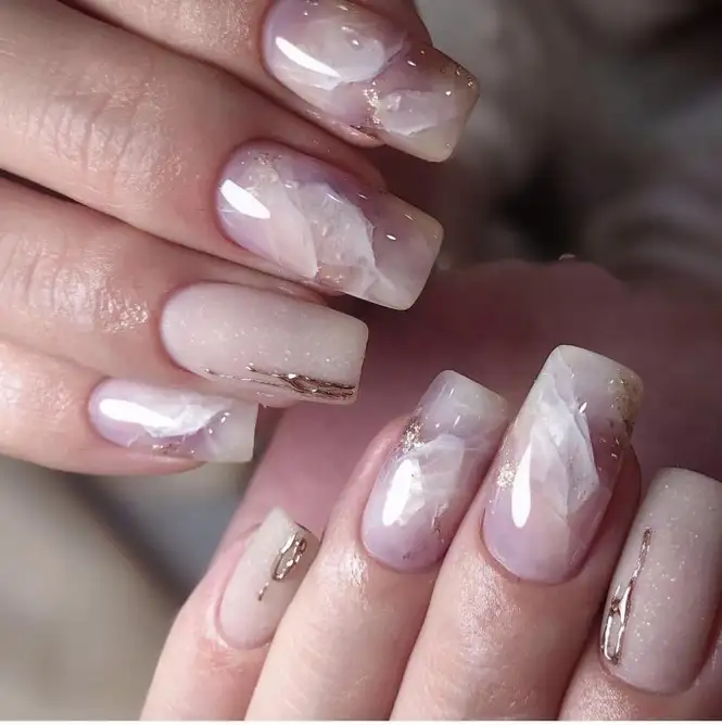 mẫu nail vân đá cẩm thạch ngọt ngào, lãng mạn