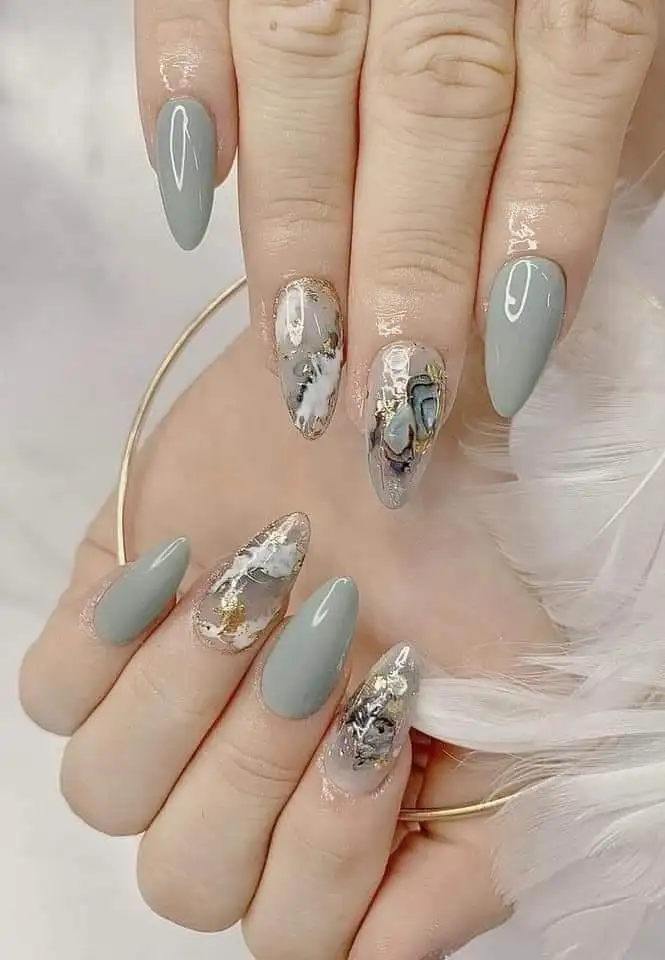 mẫu nail loang vân đá tươi mát