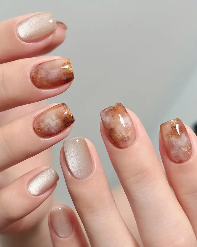 mẫu nail vân đá cẩm thạch như một viên ngọc trai