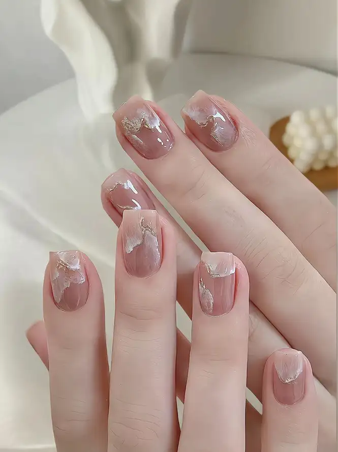 mẫu nail vân đá nhẹ nhàng, tinh tế