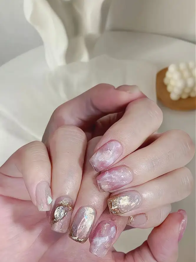 nail vân đá đơn giản thanh lịch