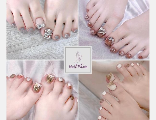 mẫu móng chân vuông đẹp lung linh