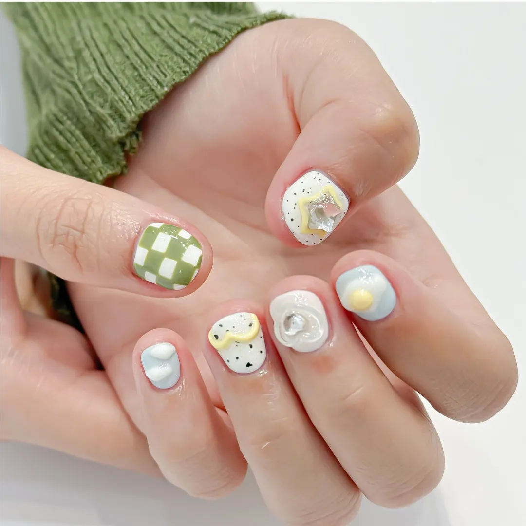 mẫu nail cho móng tay ngắn cute phô mai que